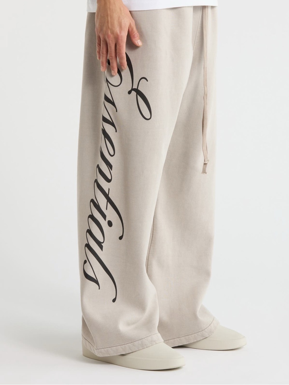 Fear of God Wide Leg Drawstring Sweatpants with Script Side Print - Picture 2 of 4